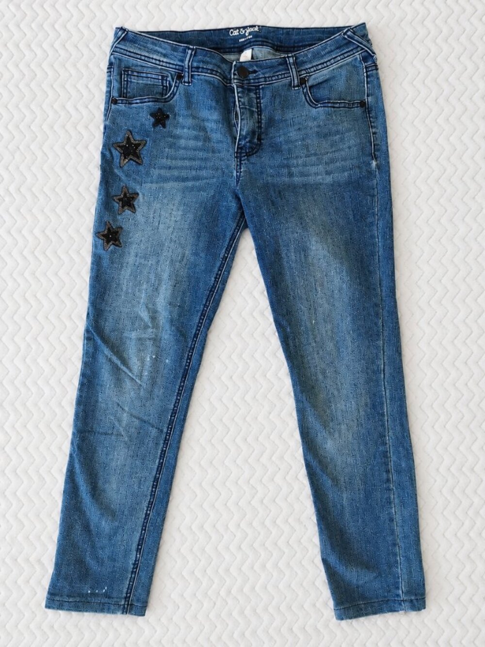 Cat & Jack Girls Size 16 Super Skinny Star Embellished Jeans - Picture 3 of 11